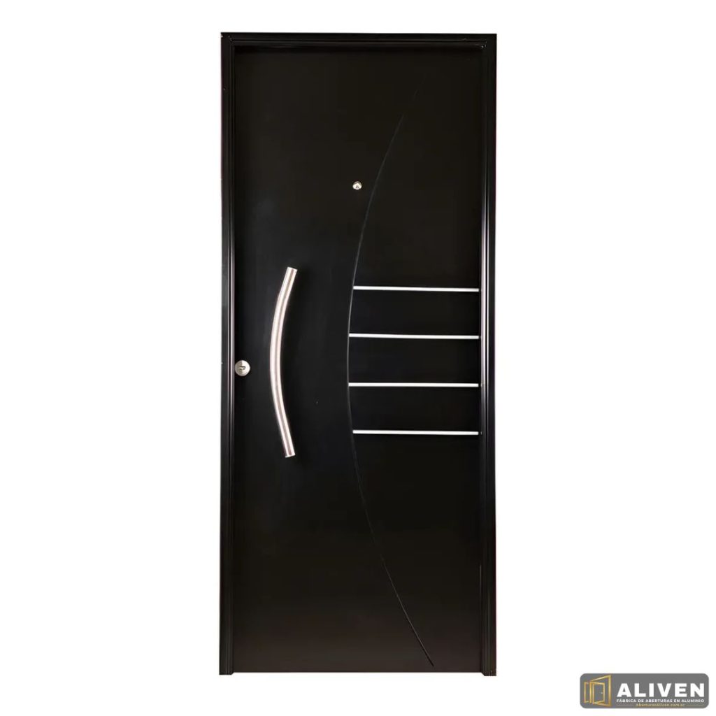 102 Puerta Inyectada Negra Curva Barral 80x200 Der Pavir