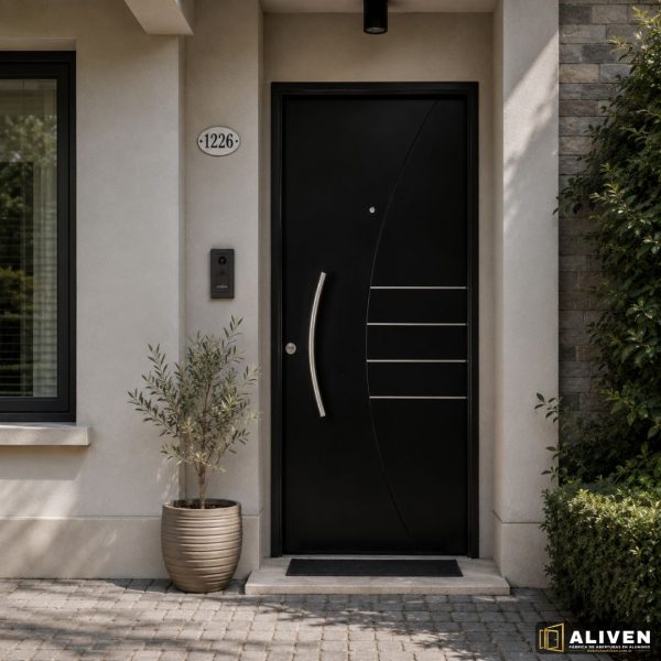 102 Puerta Inyectada Negra Curva Barral 80x200 Der Pavir