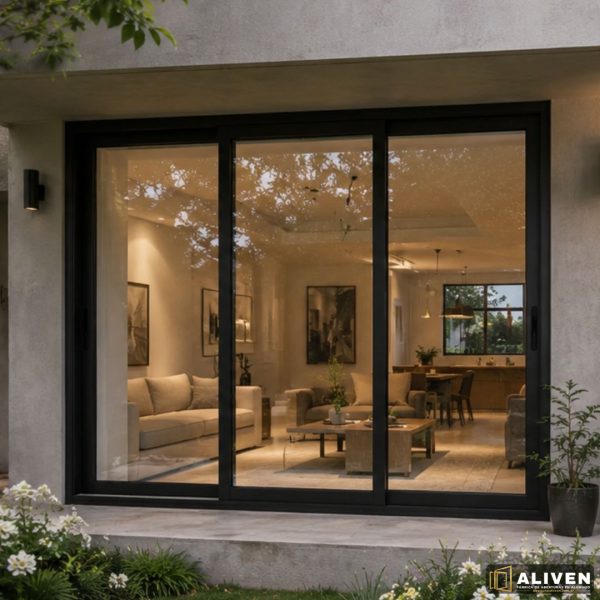 134 Ventana Balcon 300x200 Aluminio Negro 3 Hojas Línea Módena